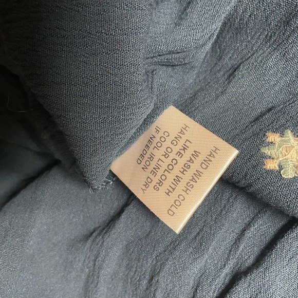 IN LOOM Sz M Teal Maxi Dress Self Ties Tiered Embroidered Cottagecore Peasant - Picture 11 of 13